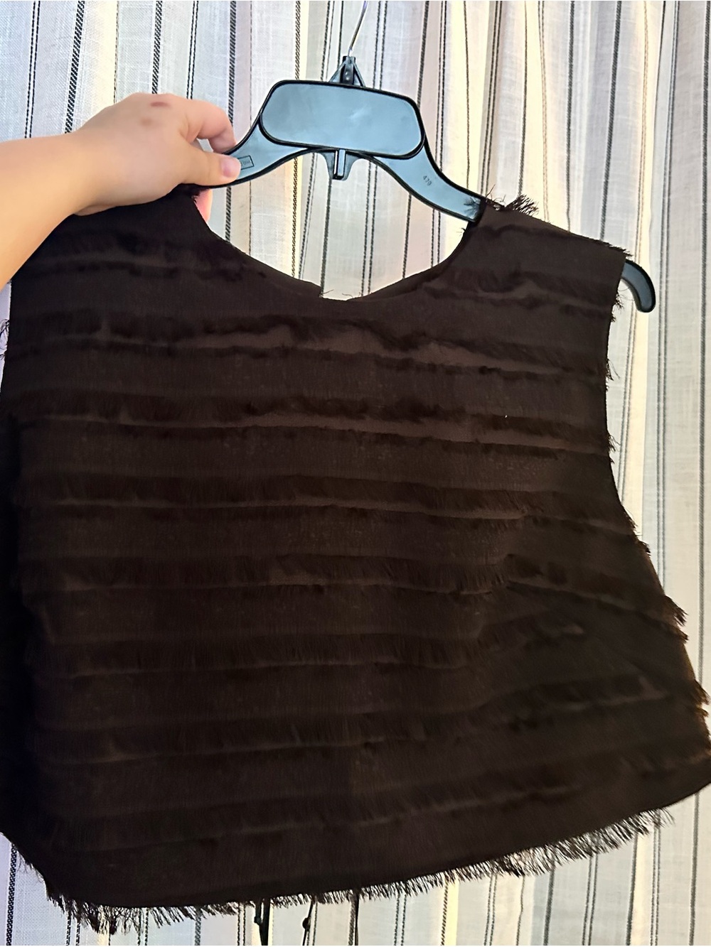 H&M Black Fringe-Striped Crop Top